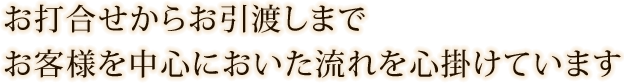 お打合せからお引き渡しまでお客様を中心においた流れを心がけています